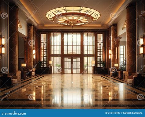 The Image Reference Shows a Grand Hotel Lobby with a Marble Floor, High