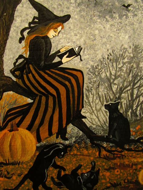 Witchs Story 4x6 Halloween Witch Black Cat Ryta Print Of Etsy Uk