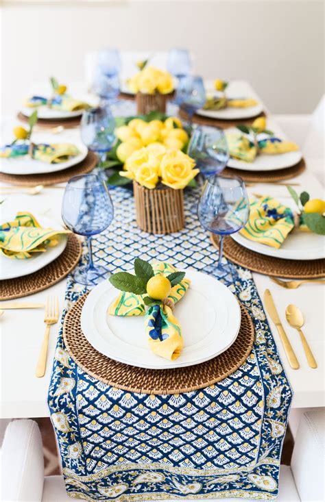 French Country Decor Yellow And Blue Summer Table