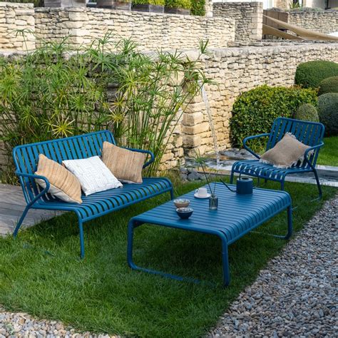 Salon de jardin en aluminium bleu figuerolles (3 places) - DOUME
