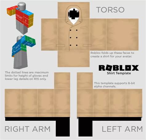 Free Roblox Template Beige Buttoned Coat Roblox Clothes Free Graphic