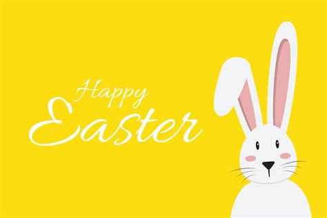 Happy Easter Rabbit Bunny On Yellow Background Vector Illustrator Eps
