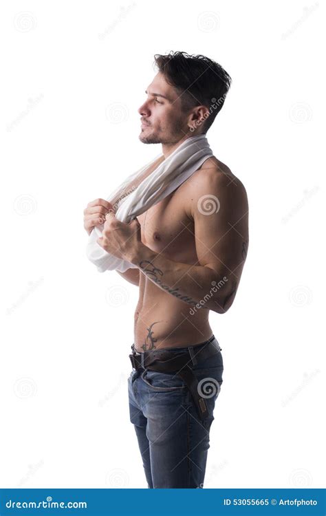 Handsome Muscular Shirtless Man Looking To A Side Stock Image Image