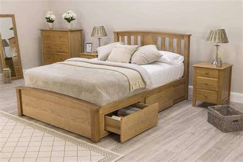 Royal Ascot Solid Oak Storage Bed Frame 4ft6 Double Uk