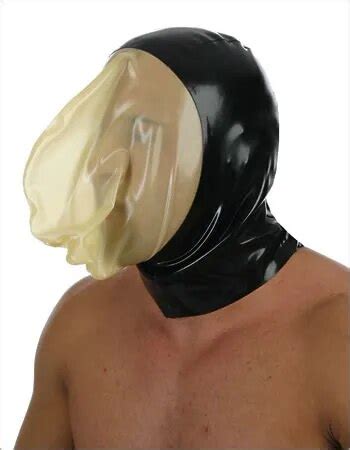 Special Offer Latex Rubber Mask Latex Hood Back Zipped S XL Size Black With Transparent Face On