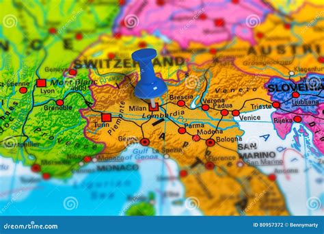 Milan Italy Map Stock Photo Image Of Atlas Flat Marked 80957372