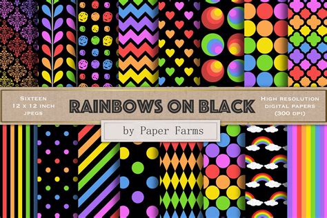 Rainbow Patterns Black Background 478800 Patterns Design Bundles