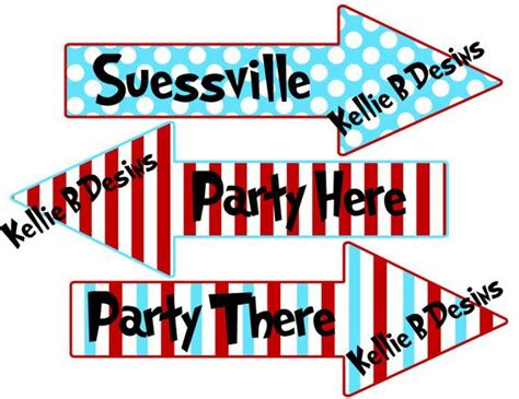 Printable Dr Suess The Cat In The Hat Arrow Birthday Signs Etsy