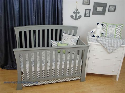 The most common map crib bedding material is cotton. Navy map crib bedding with Grey Chevron | Toddler room ...