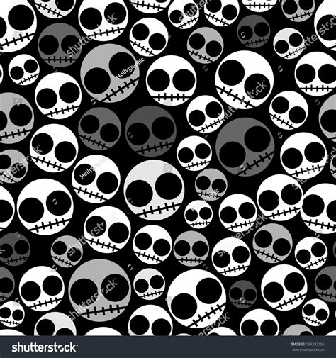 Funny Emo Skull Seamless Pattern Stock Vector Illustration 134282756