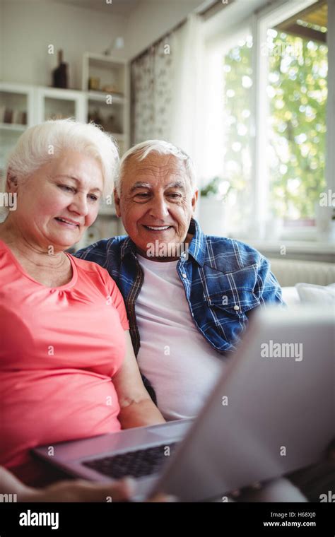 Senior Couple Using Laptop Stock Photo Alamy