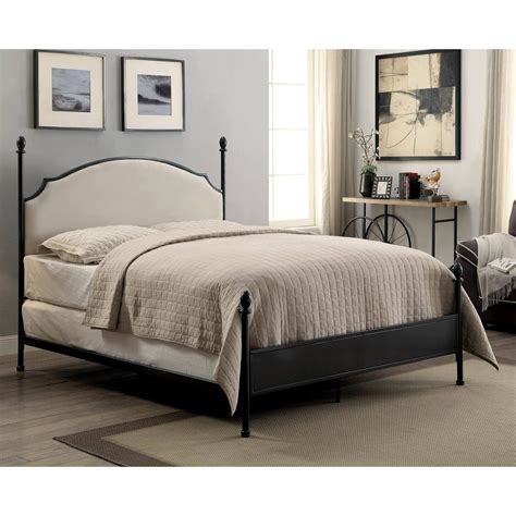 Furniture Of America Francine Transitional Arched Fabric And Metal Bed