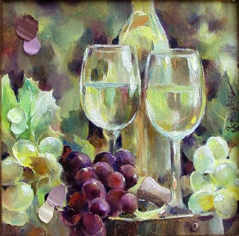 Mayo White Wine Grape Vines Still Life Watercolor Art Alcoholic