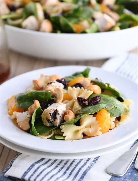 It may sound odd to have a pasta salad with sweet components, but i promise you that every single ingredient comes together so beautifully and cohesively. Mandarin Spinach Bowtie Pasta Salad with Teriyaki Dressing ...