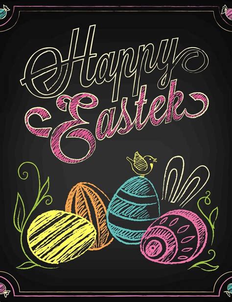 Chalkboard Printed Happy Easter Photography Backdrops Easter
