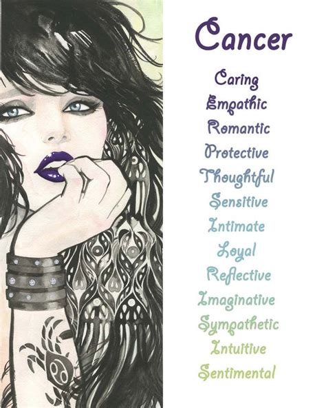 Items Similar To Cancer Zodiac Sign Print Illustration Watercolor