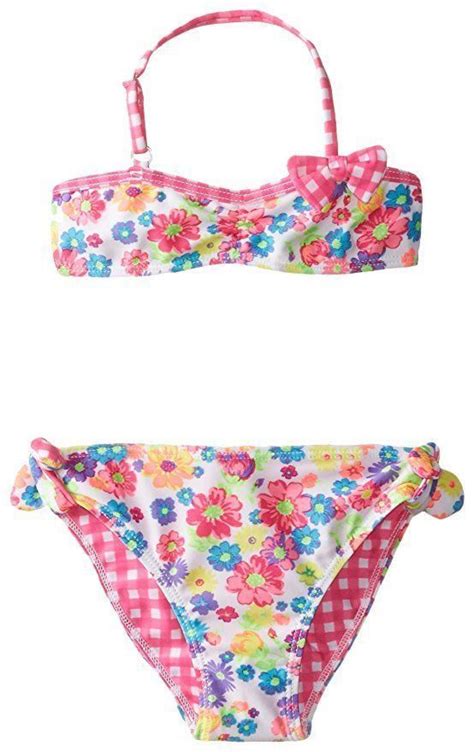 Nwt Girls 4 4t Jantzen 2 Piece Summer Garden Gingham Floral Bikini Set