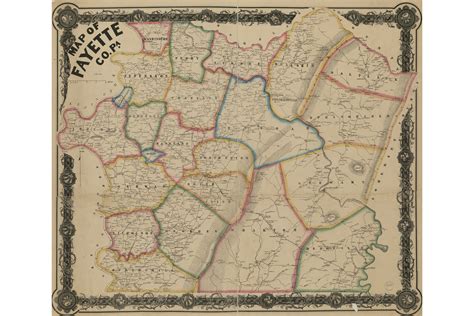 Fayette County Pa Antique Map With Householders Names Ca1858 Ebay