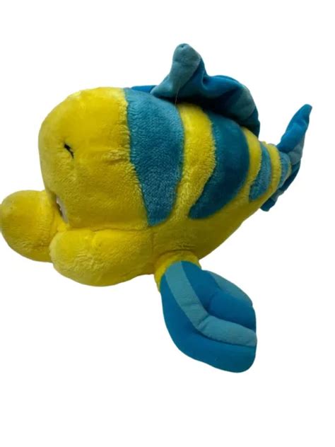 Vintage Little Mermaid Flounder Plush Yellow Blue Fish Walt Disney 13