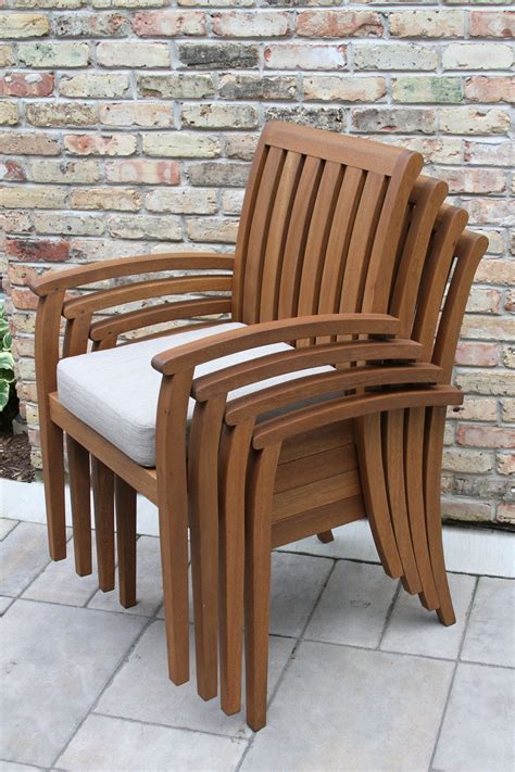 Free delivery and returns on ebay plus items for plus members. Eucalyptus Deluxe Stacking Arm Chair with Olefin Cushion, 4pk.