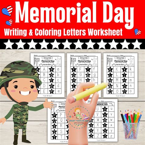 Memorial Day Activities Writing And Coloring Letters Worksheet For