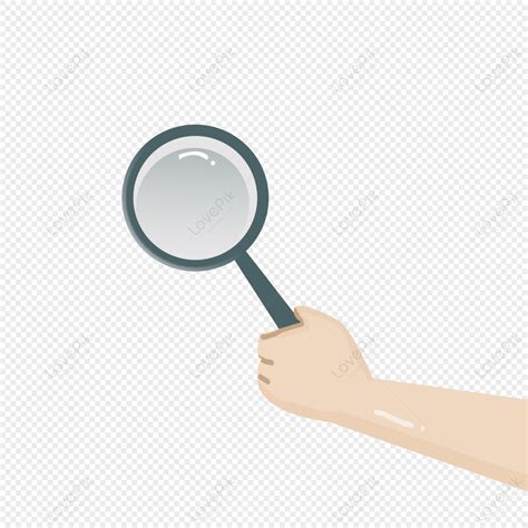 Hand Holding Magnifying Glass Hand Drawn Illustration Material Png