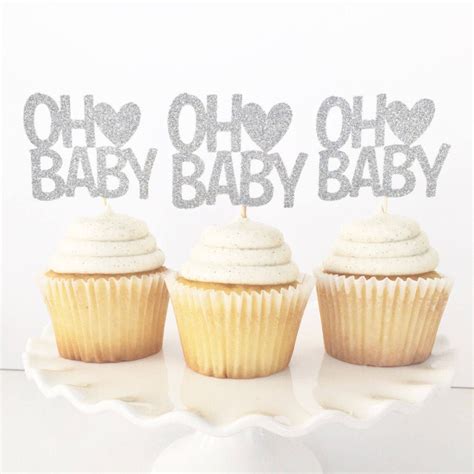 Oh Baby Cupcake Toppers Baby Shower Baby Sprinkle Gender Etsy