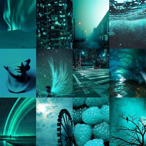 Tealaqua Aesthetic Wall Collage Kit Teal Aesthetic Collage Etsy