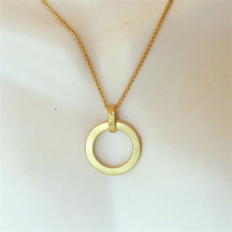 18k Gold Circle Pendant Necklace Handmade Fine Jewelry Etsy