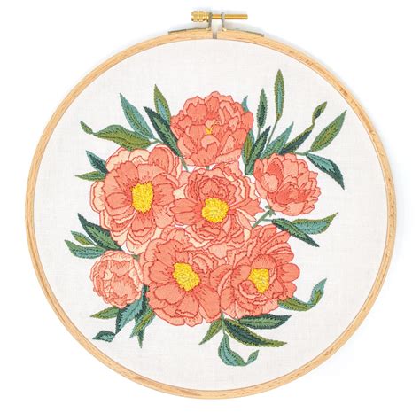 Peony Embroidery Pattern Diy Craft Embroidery Stitch Craft Etsy