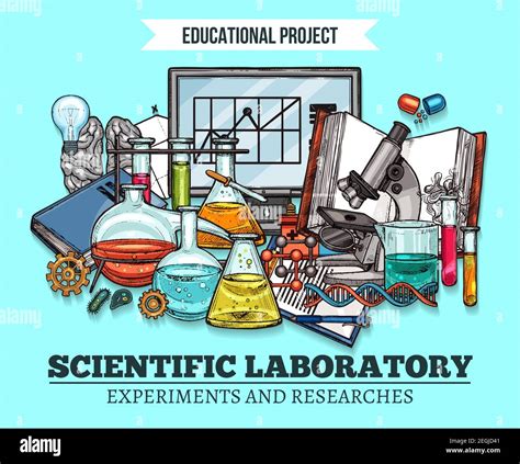 Science Laboratory Sketch Poster For Scientific Research And