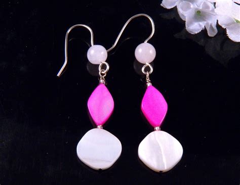 Pink Earrings Mother Of Pearl Shell By Stevesstoreofstuff On Etsy