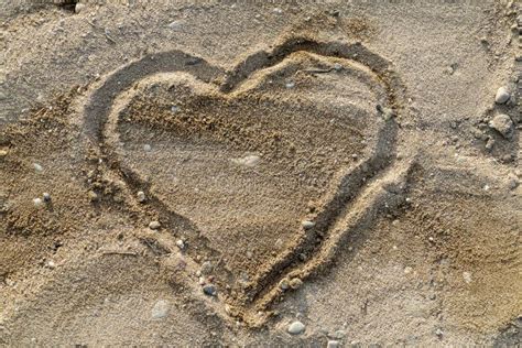 Heart Painted In Sand On Beach Stock Photo Image Of Deep Drawn
