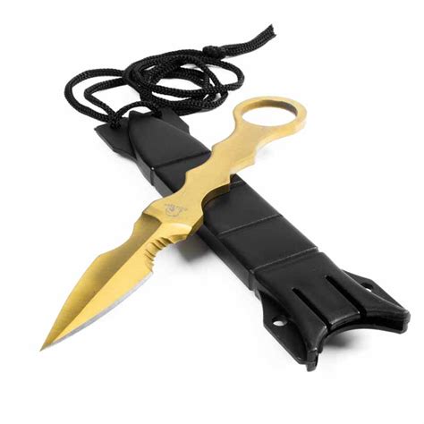 Gold Tactical Combat Dagger Golden Colored Fixed Blade Knife Spear