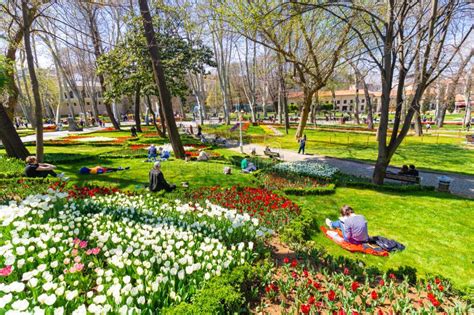 People In The Gulhane Park In Springtime Editorial Image Image Of