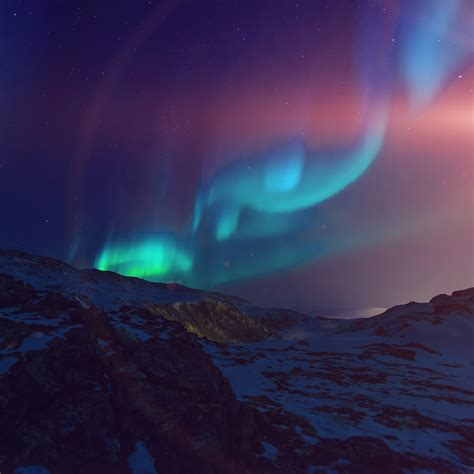 Mz84 Aurora Nature Night Sky Flare Wallpaper