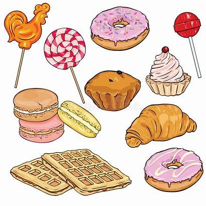 Cartoon Desserts Baking Illustration Lolipops Doughnuts Vector