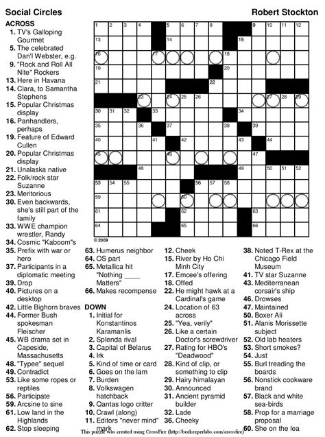 Free Printable Sunday Crosswords Web You Can Play It Any Day Of The Week