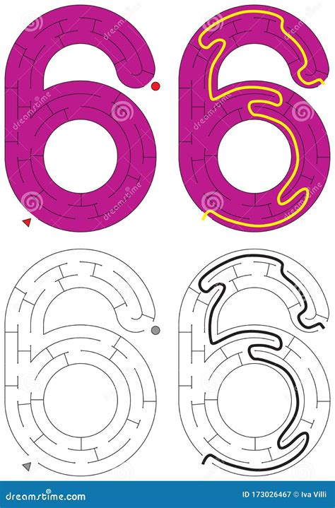 Easy Number Maze Number 6 Stock Vector Illustration Of Vector