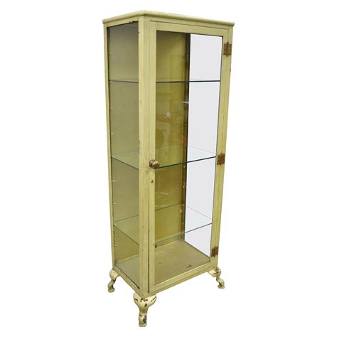 Antique Industrial Metal And Glass Medical Storage Dental Tall Bathroom Cabinet At 1stdibs