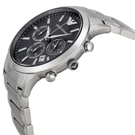 Emporio Armani Mens Classic Chronograph Stainless Steel Black Dial