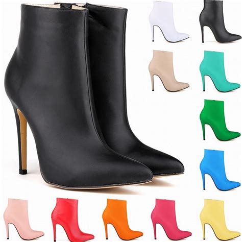 11 cm new arrived womens matt leather high heels stiletto casual pointed toe ankle boots shoes