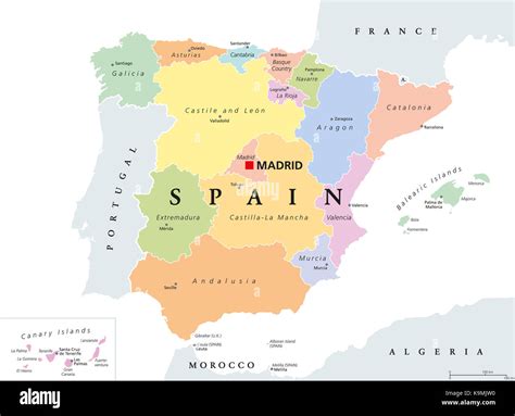 Comunidades Autónomas De España Mapa Político Divisiones