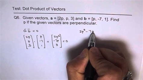 Find Constant For Perpendicular Vectors Youtube
