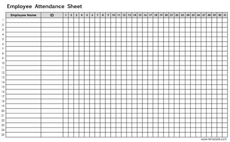 Printable Attendance Sheet Template For Employees Students Workers