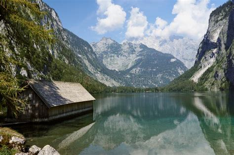 Mountain Landscape At Lake Hintersee In Ramsau Germany Stock Photo