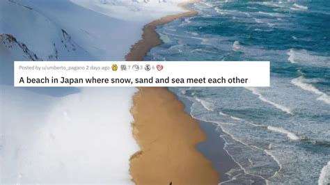 Magnificent Image Of Japanese Beach Where Snow Sand And Sea Meet Goes