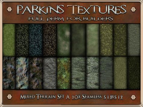 second life marketplace parkins textures mixed terrain set a 20x full perm seamless