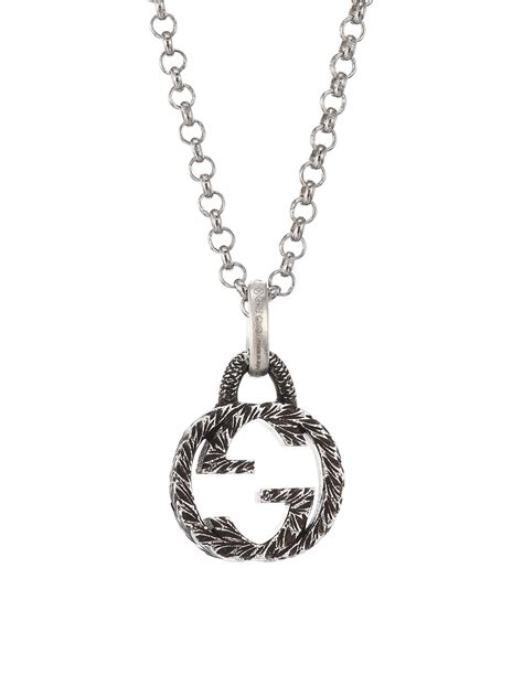 Gucci Interlocking G Pendant Necklace In Silver Metallic Lyst