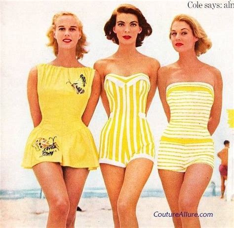 Citrus Notes 1950s Fashion Women Vintage Swimsuits Vintage Swimwear